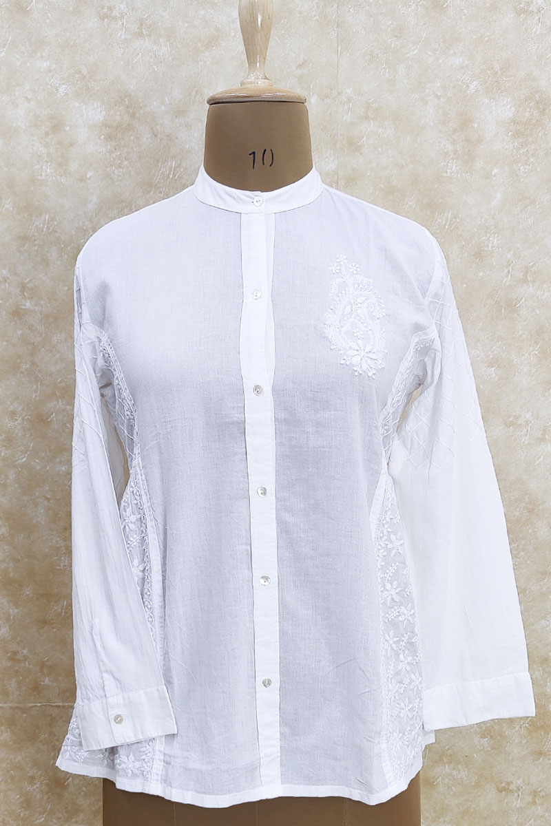  White Colour Cotton Chikankari Short Top Mc251971